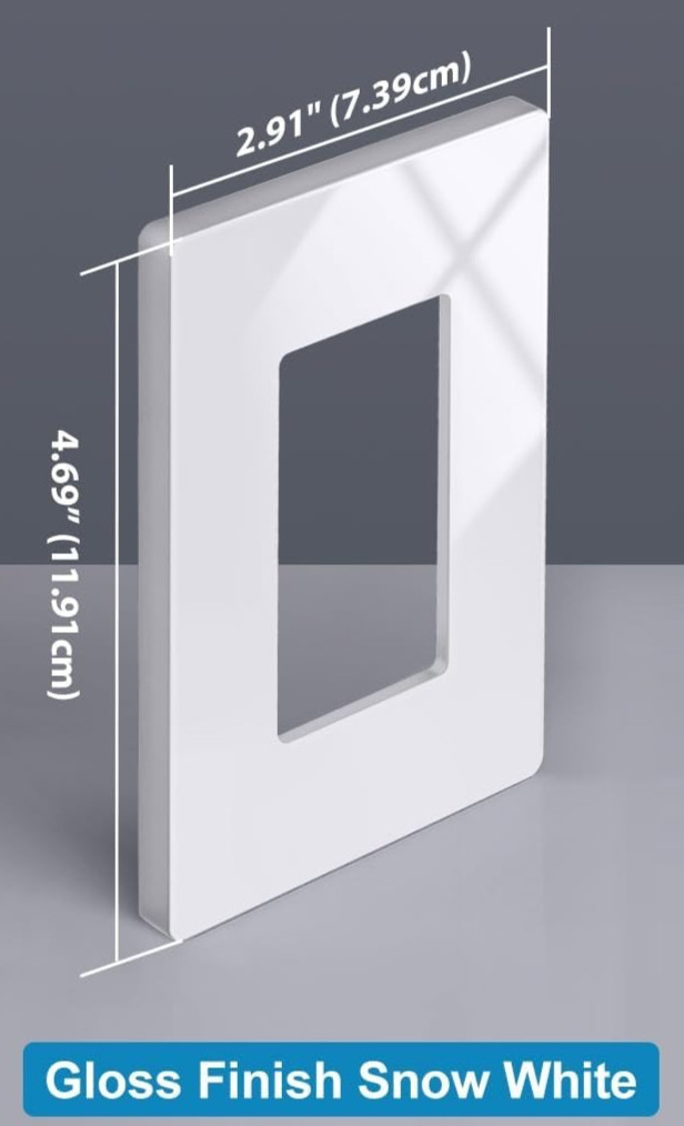 19PK 1 Gang Screwless Decorative Wall Plate USWP6 Gloss Snow White 4.69” x 2.91″