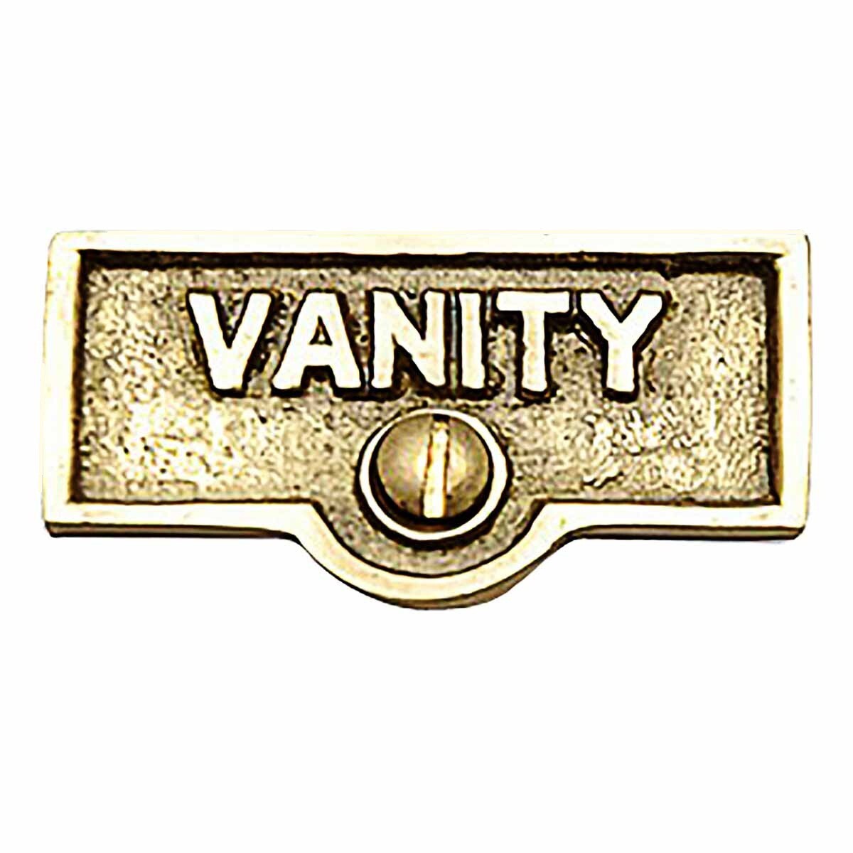 Switch Plate Tags “VANITY” Name Signs Labels Lacquered Brass Renovators Supply