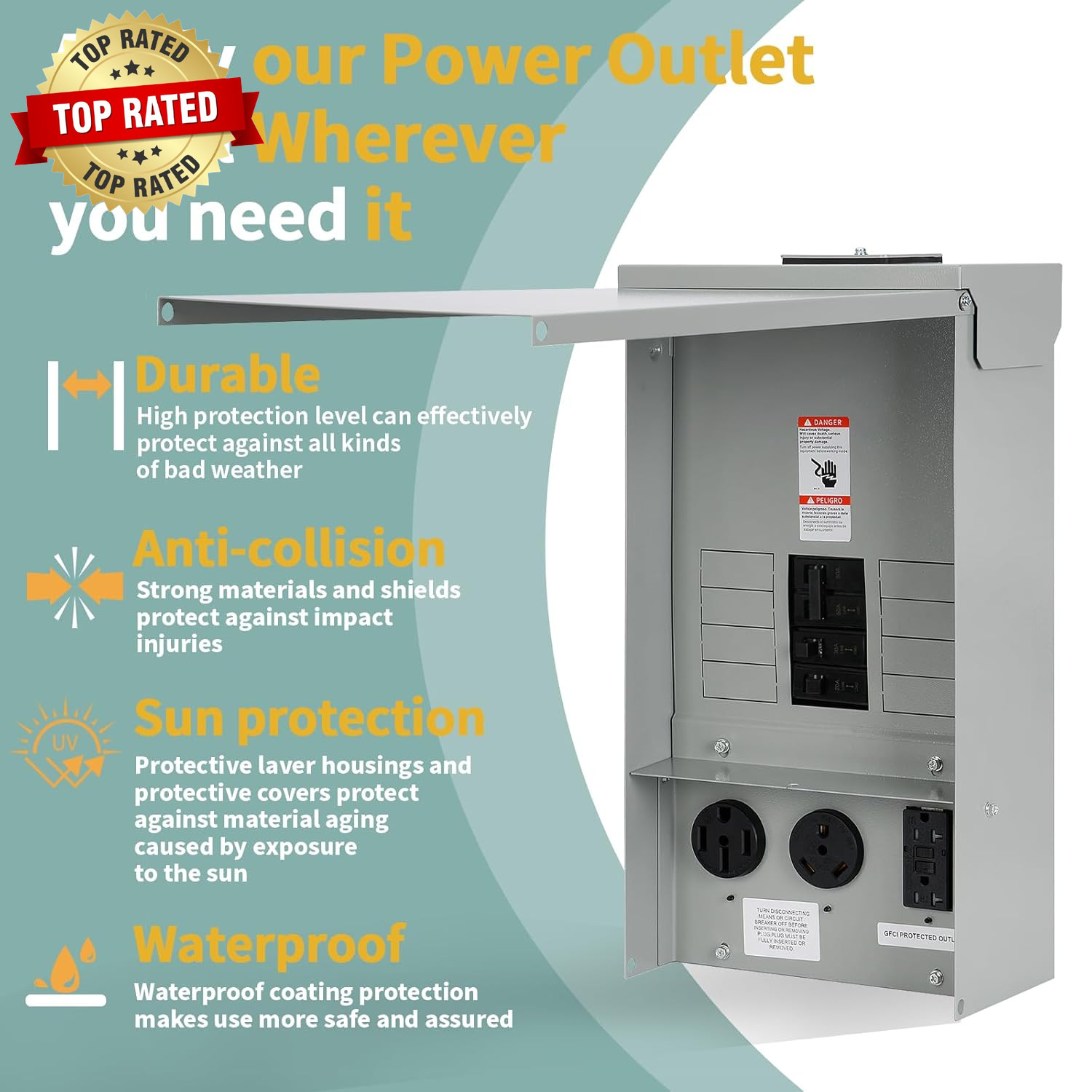 Electrical Panel RV Electrical Outlet Panel with Breaker Prewired Circuit 20 30