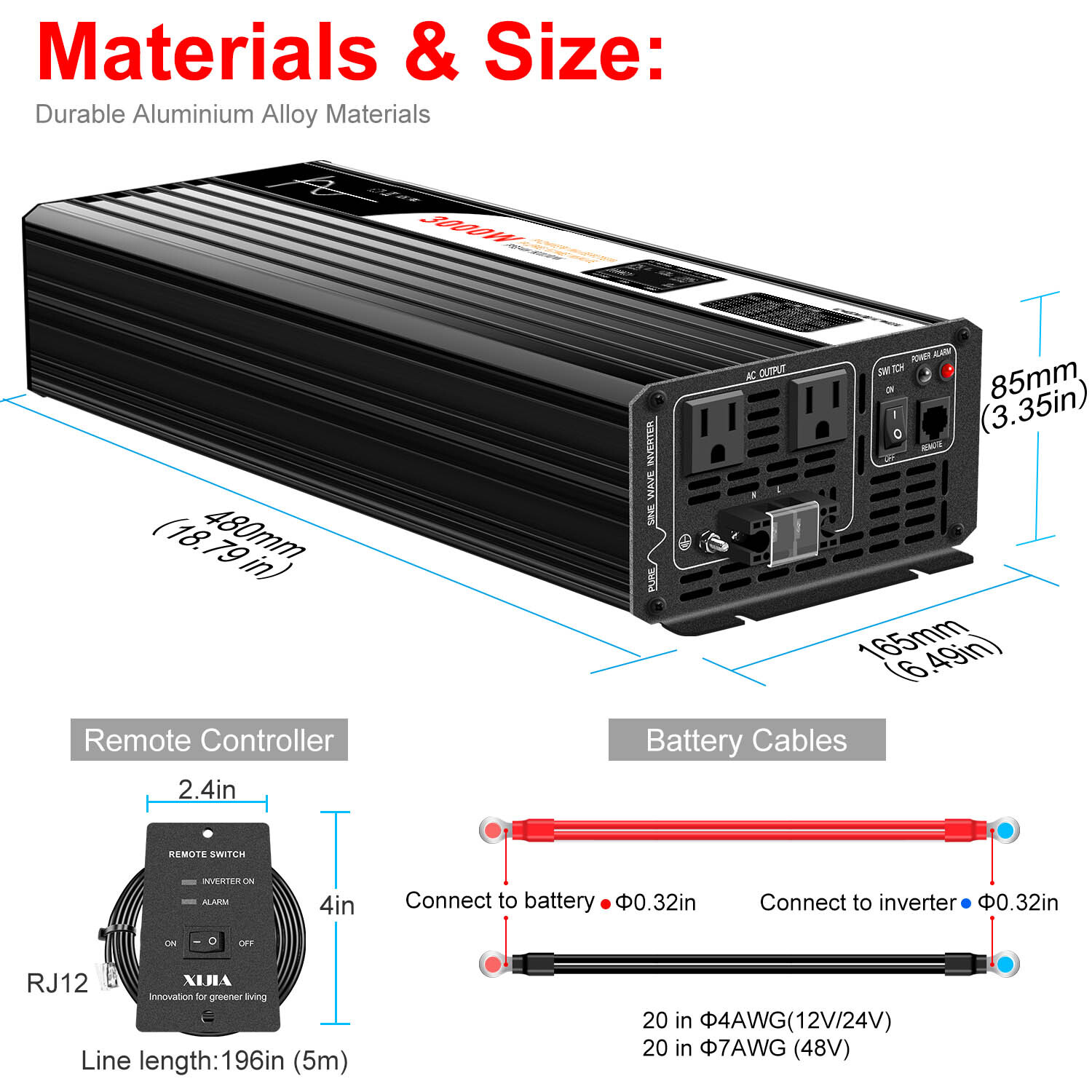12v to 110v 120v 24v 48v 36V 1000w/1500w/2000w/3000w Pure Sine Wave Inverter