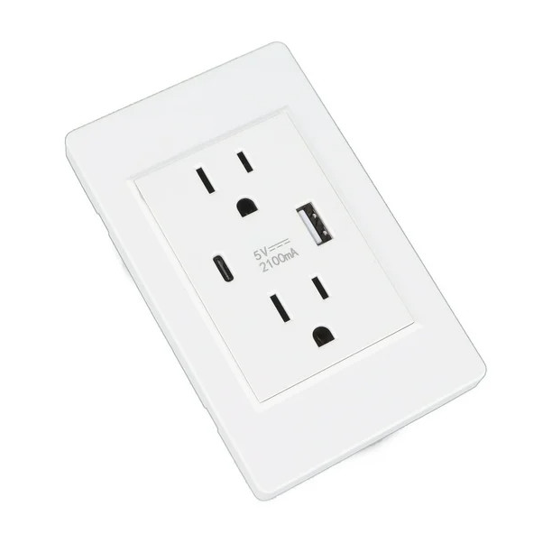 Dual Wall Outlet with USB Ports Charger AC Power Receptacle Plate Panel 15A 120V