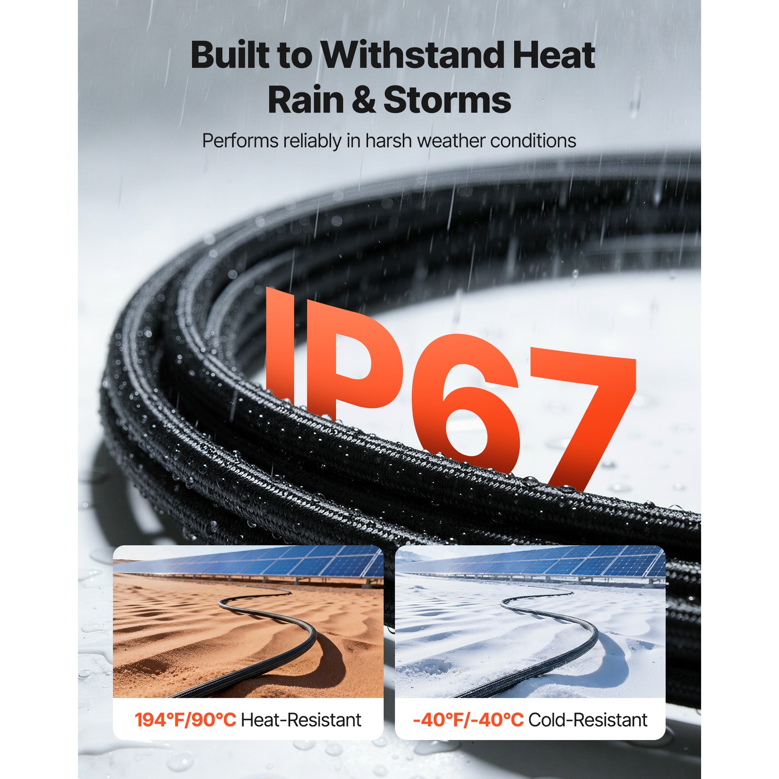 Uimoso 50FT Solar Panel Extension Cable 10AWG Wire Flame Retardant Connectors