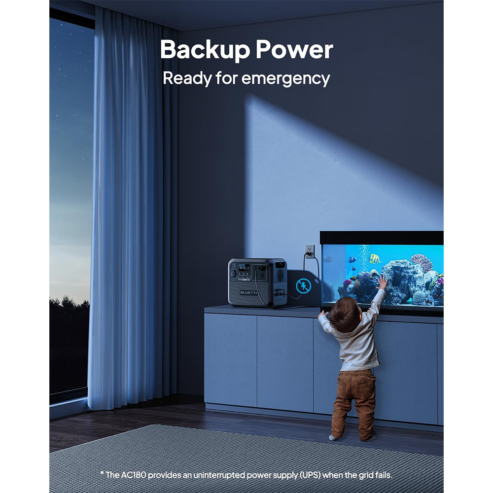 BLUETTI AC180 1800W 1152Wh Power Station Solar Generator for Power Outage Backup