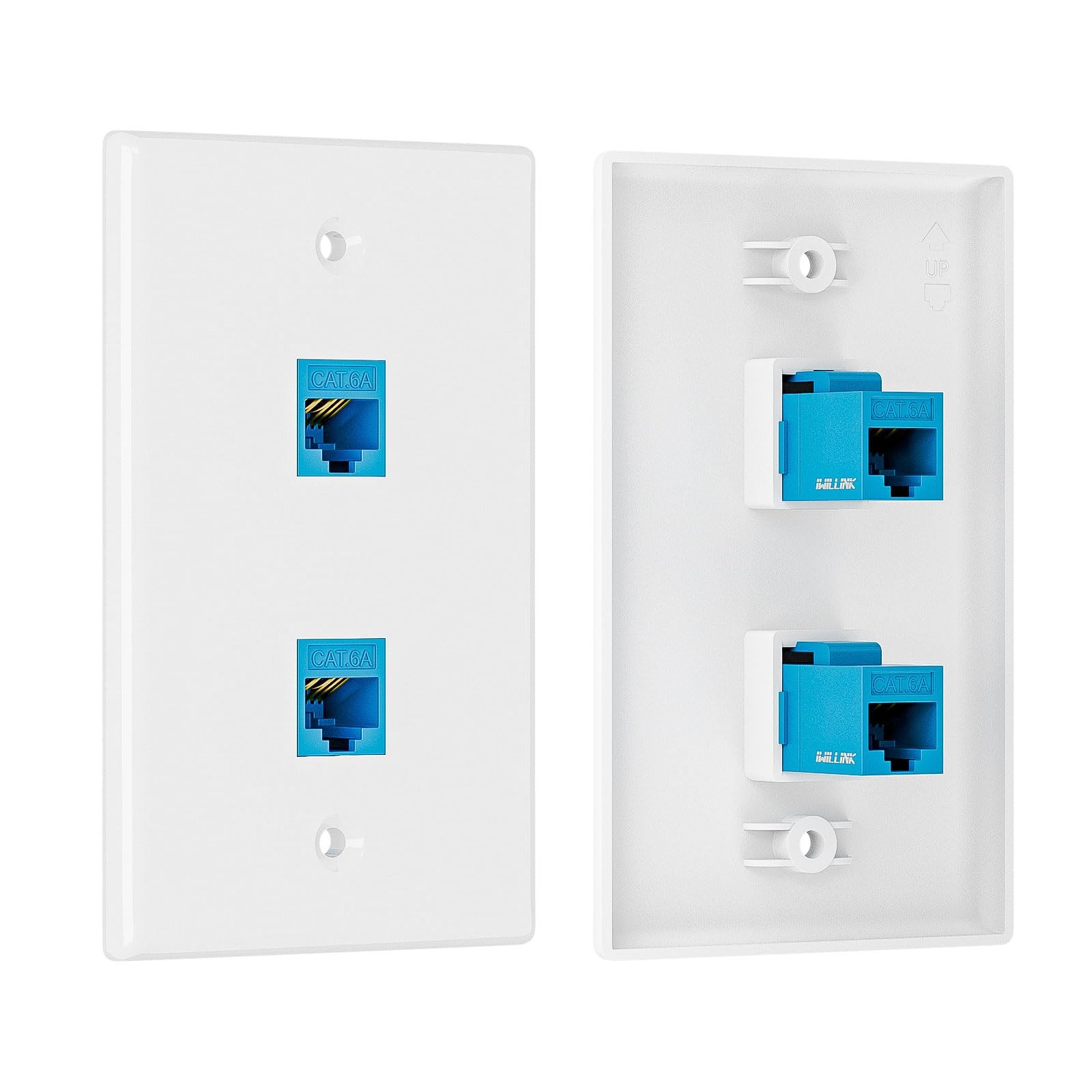 10Gbps Ethernet Wall Plate CAT6A 2Port Keystone Jack Outlet RJ45 Bracket