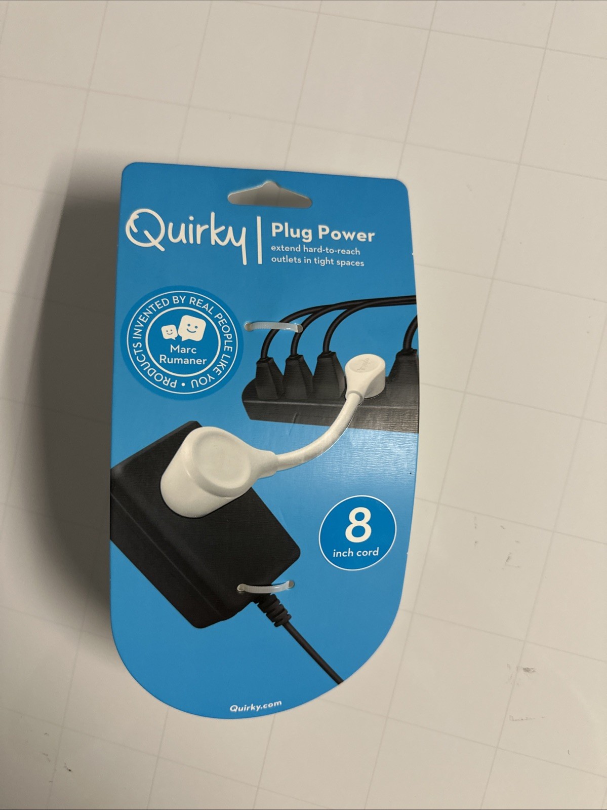 6 pack Quirky 8 INCH PLUG Extension Power Cord – White
