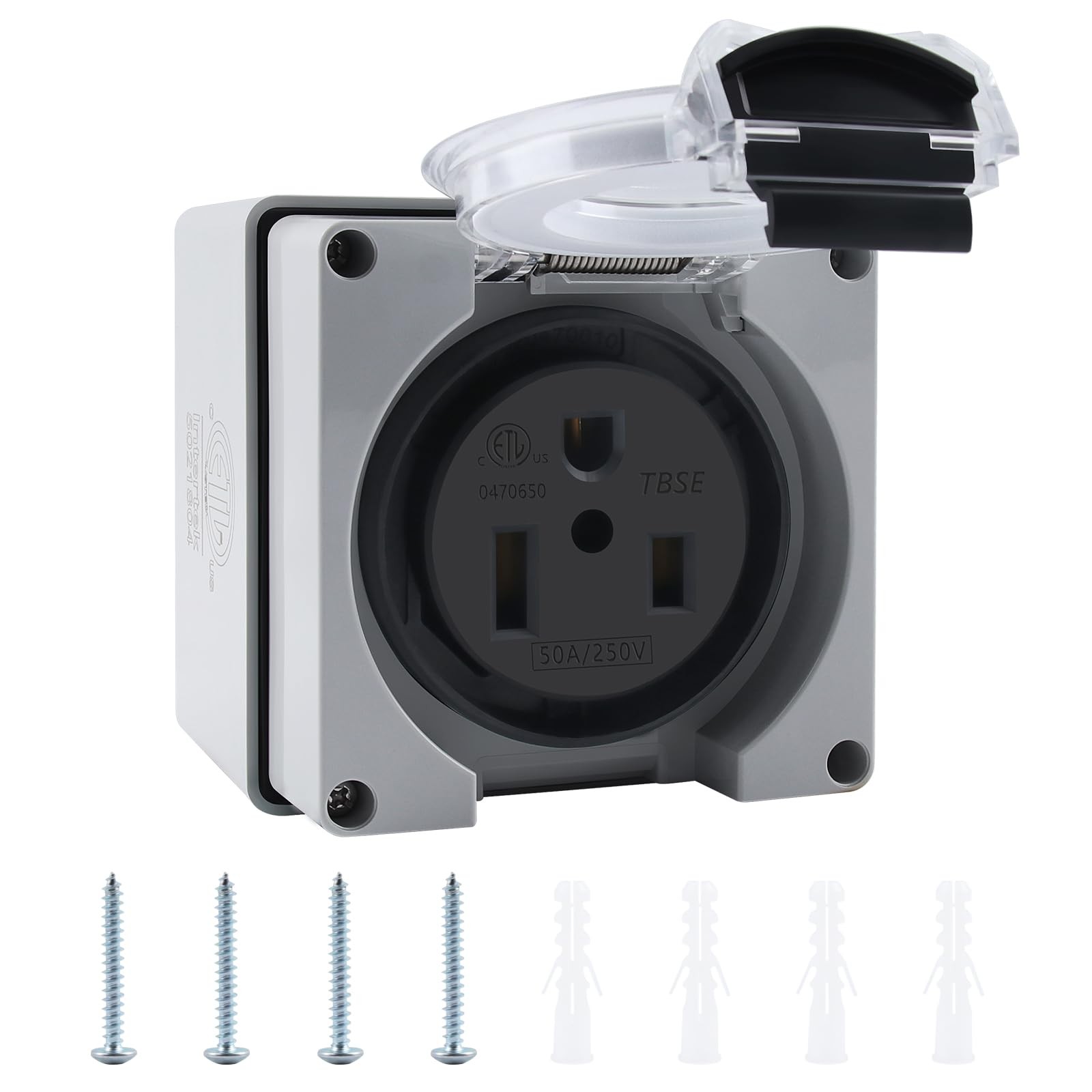 Newdeli 50 Amp NEMA 6-50R Weatherproof Outdoor Power Outlet Box, ETL Listed