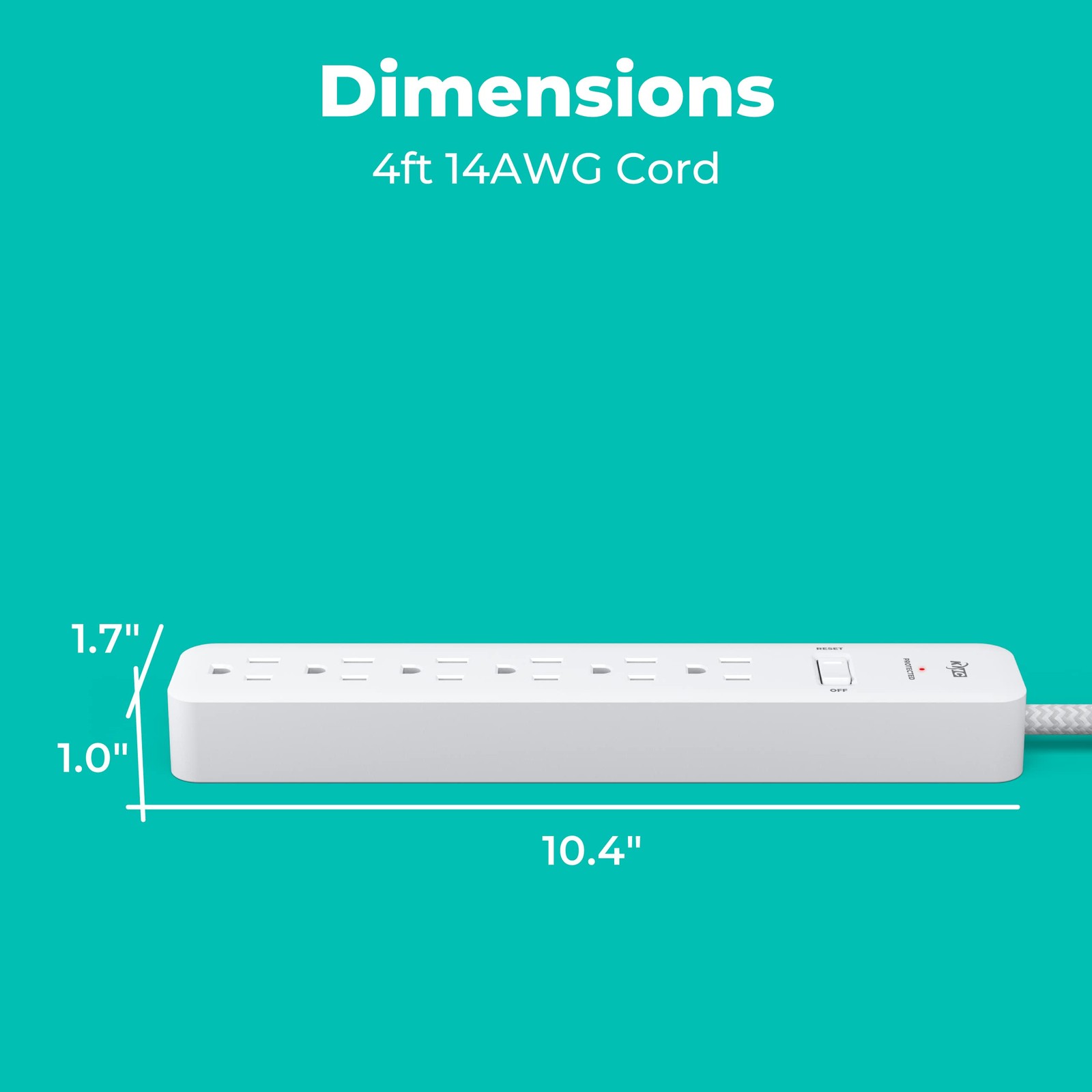 KMC 6-Outlet Surge Protector Power Strip 4 ft cord 2-Pack, 1080J 4 FT, White
