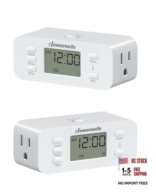 24 Hour Programmable Digital Timer Outlet – 2 Pack Timers for 2 Pack 24 Hours