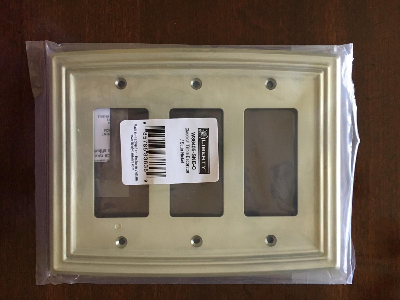 LIBERTY CLASSICAL TRIPLE DECORATOR SATIN NICKEL OUTLET WALL PLATE FREE SHIPPING