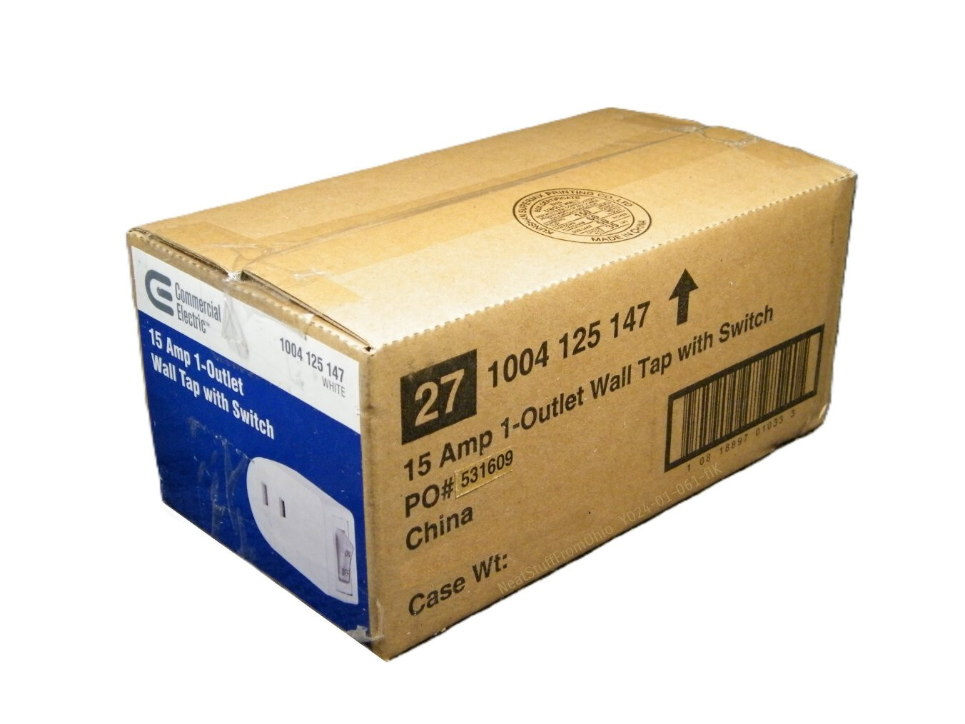 PLUG-IN POWER SWITCH, ON/OFF, TWO-PRONG, POLARIZED, ILLUMINATED, 125VAC