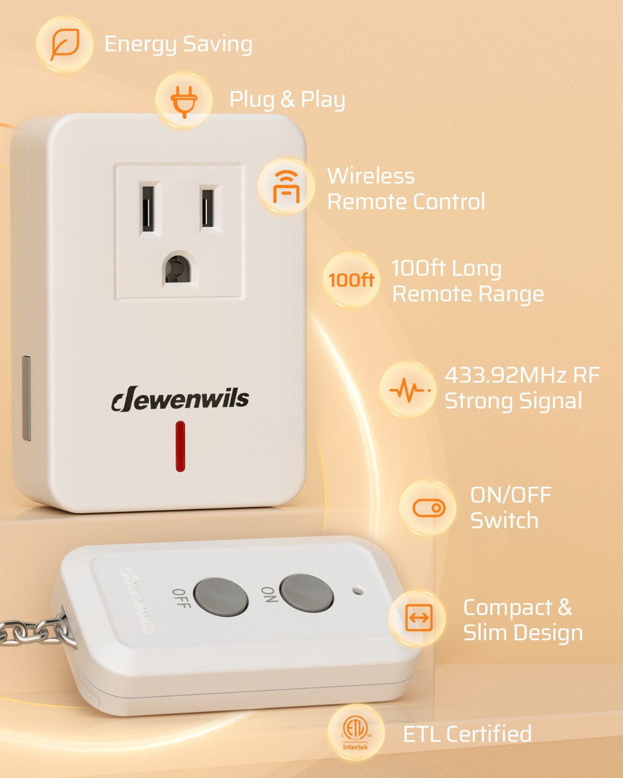 Wireless Remote Control Socket Electrical Outlet Switch Expandable 100ft RF Rang