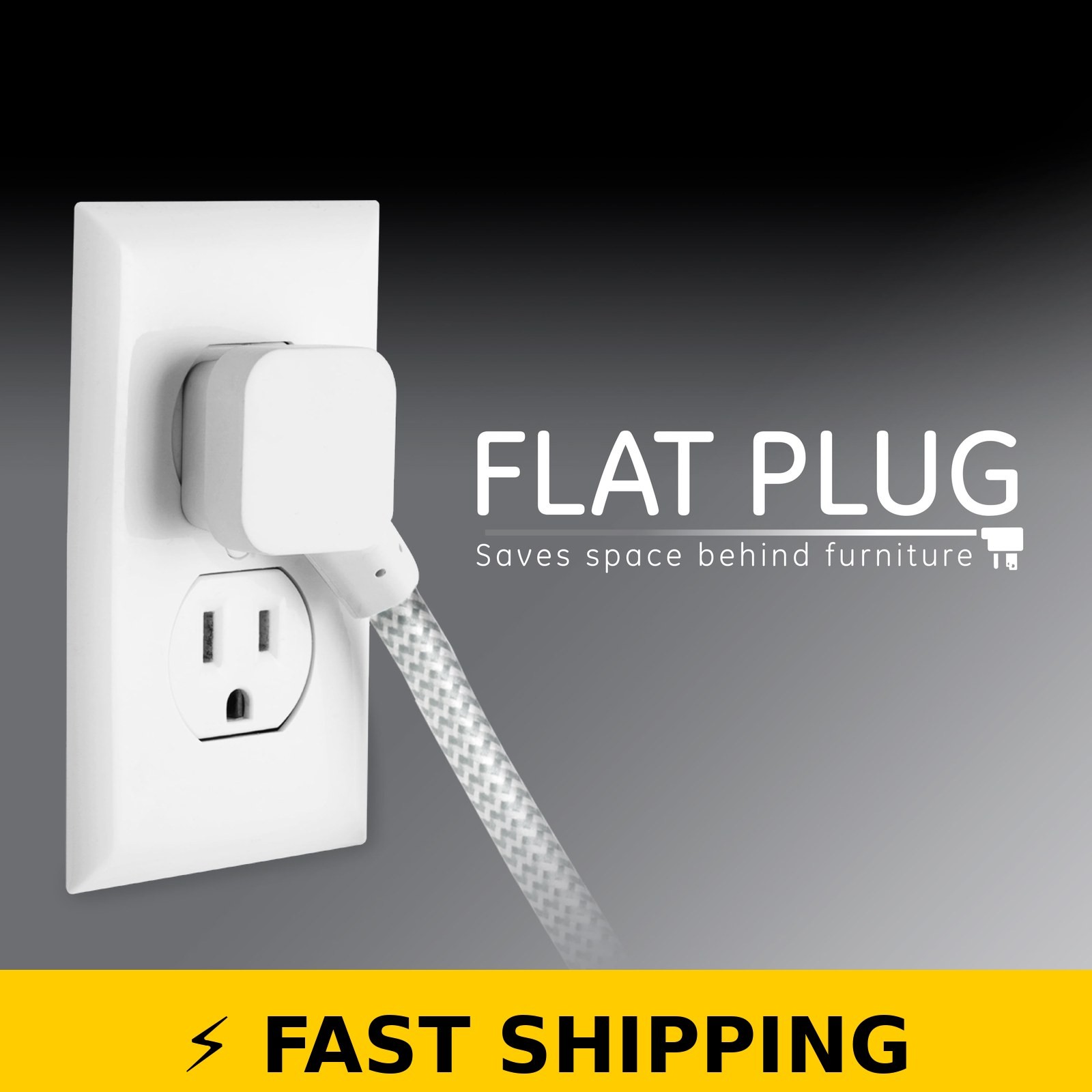 Cordinate 10ft 3-Outlet Extension Cord, Gray