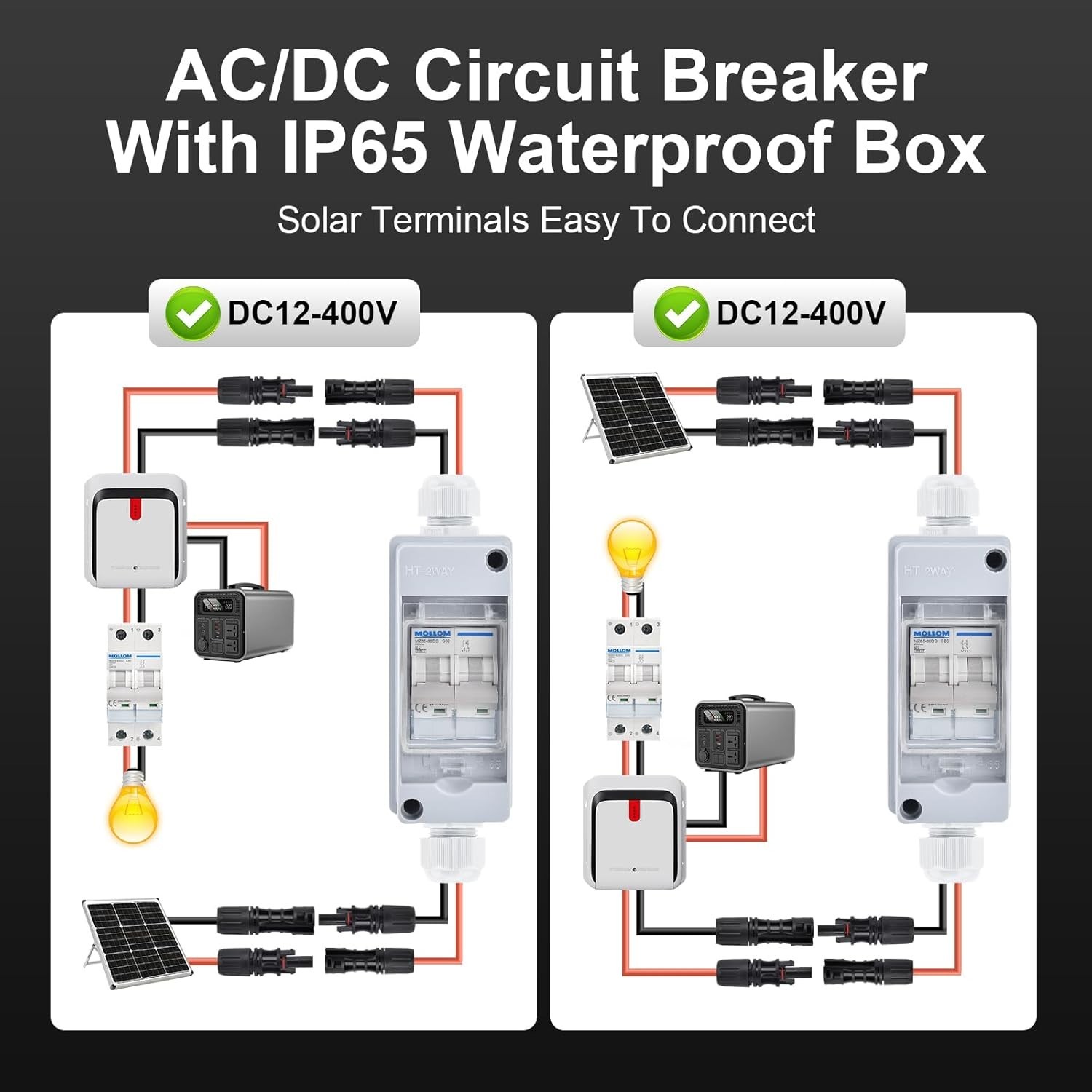Solar Panel Disconnect Switch 1000V 60A Breaker Box for PV Home Outdoor