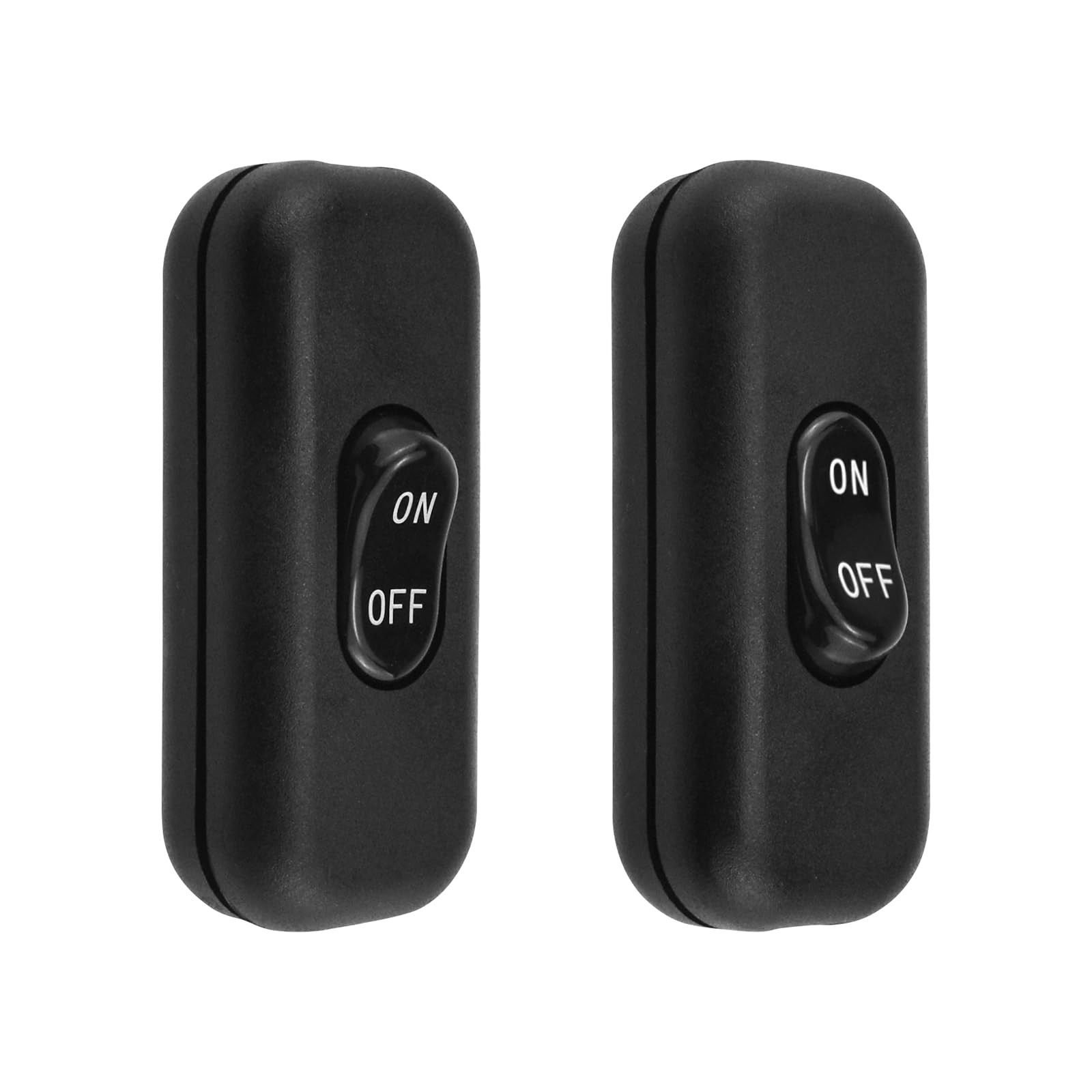 Black Inline Cord Switch AC 250V 6A On/Off Lamp Control Rocker Button 2 PCS