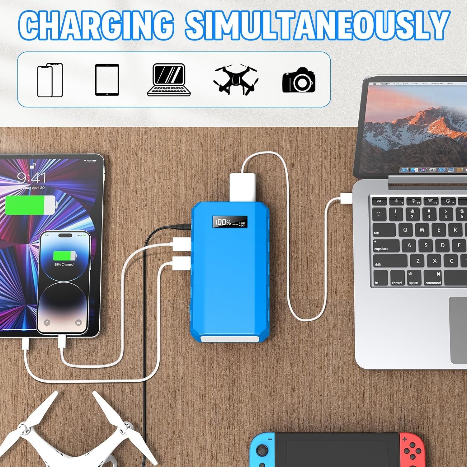 Open Box Blue HP500S 65W/110V External Battery Pack 24000mAh Power Bank