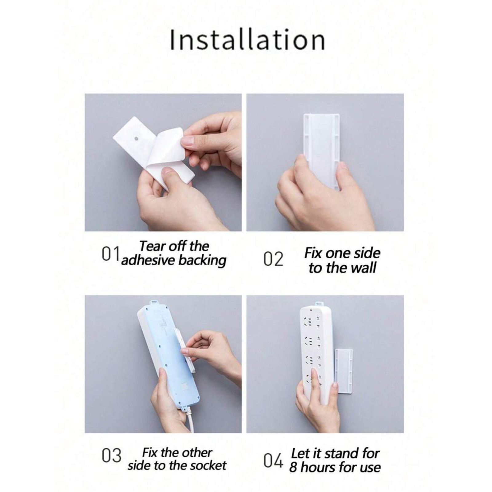 1 pc Power Strip Holder Self Adhesive Wall Mount No Drilling Required Punch Free