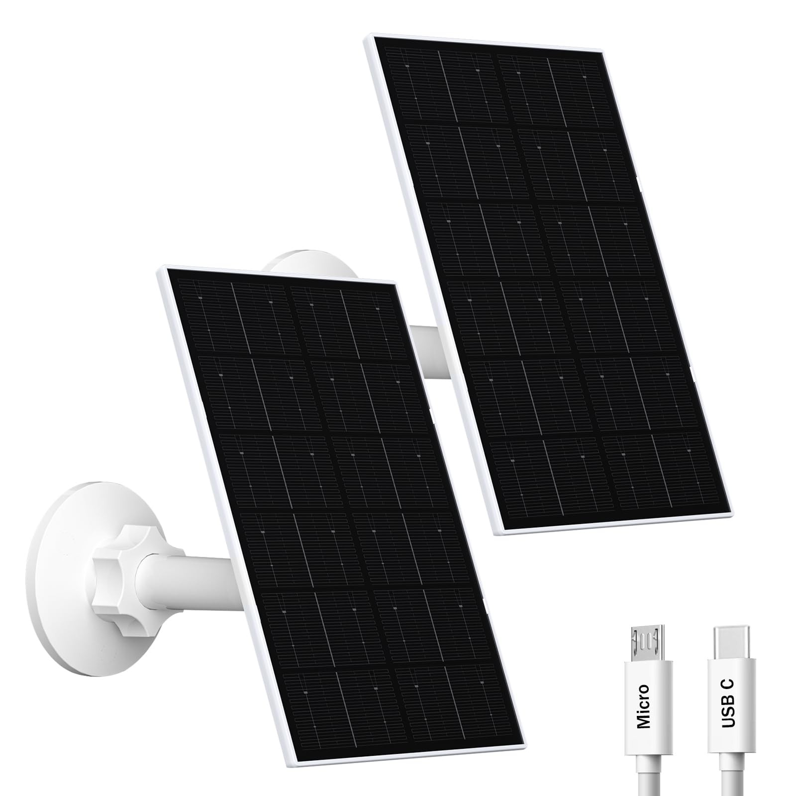 VUEBEE 4W Solar Panel for Security Camera, USB-C/Micro USB 4W-2 Pack