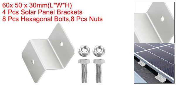 4 Pack Z Brackets 30mm Aluminum Alloy Lightweight Solar Panel Bracket Silver