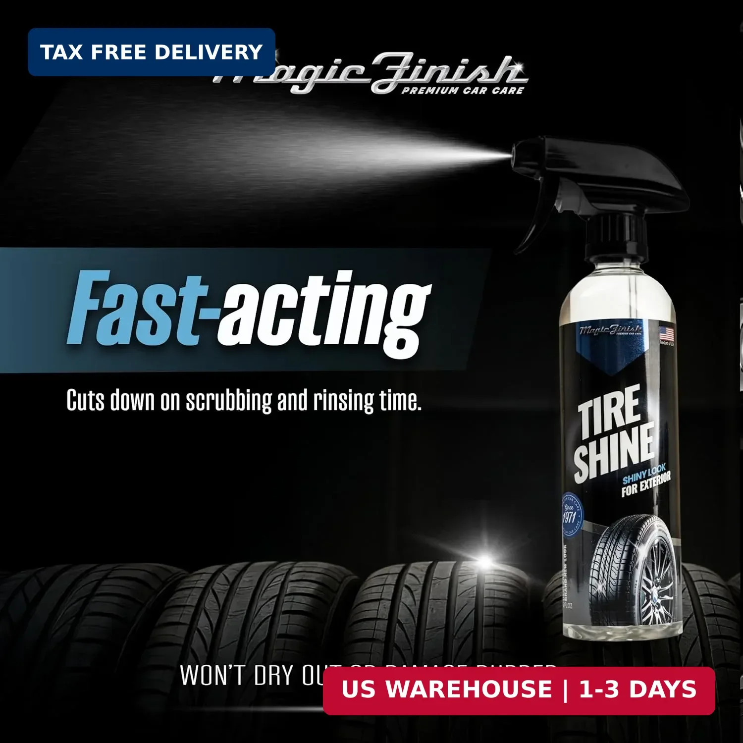 Magic Finish Tire Shine (16 fl oz) – Silicone-Based Tire Dressing for Long-Lasti