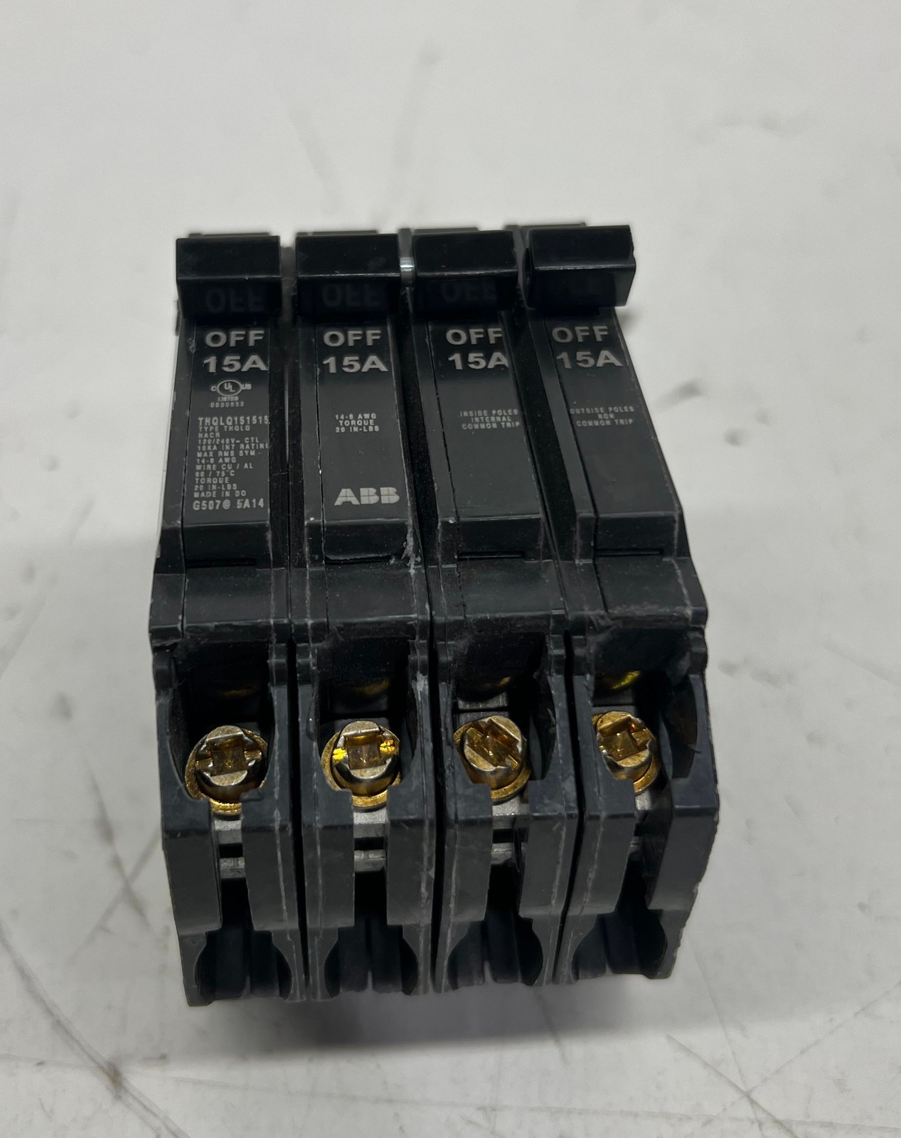 ABB 2-15 Amp Single-Pole 1-15 Amp Double-Pole Quad 120/240V Circuit Breaker