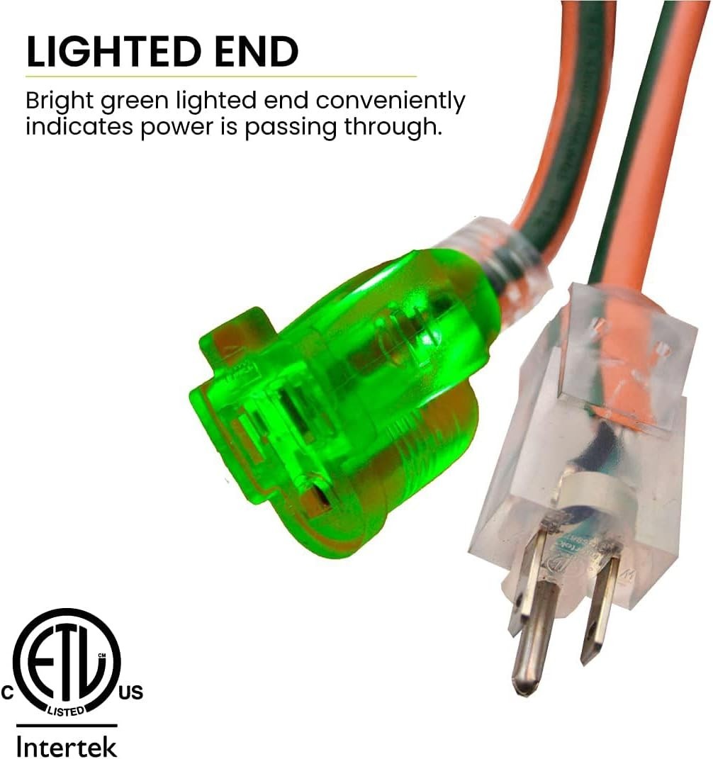 100ft Contractor Grade Outdoor Extension Cord – Moisture & Abrasion Resistant