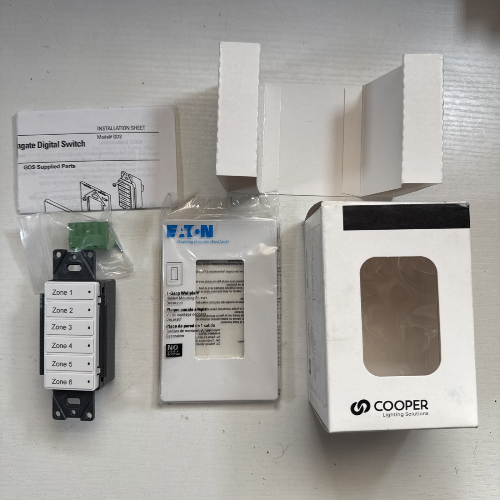 Cooper Greengate GDS-6TSB-W Digital Switch Wall Station 6 Button White NEW