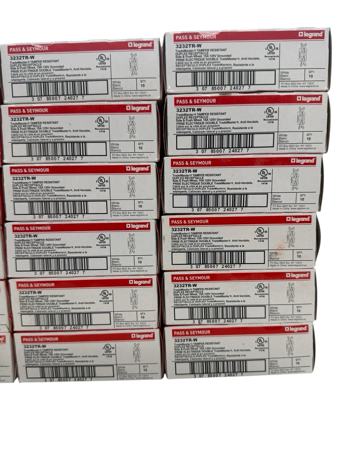 NEW 300 pk Legrand 15A Tamper Resistant Duplex Receptacle Outlets – 3232TR-W