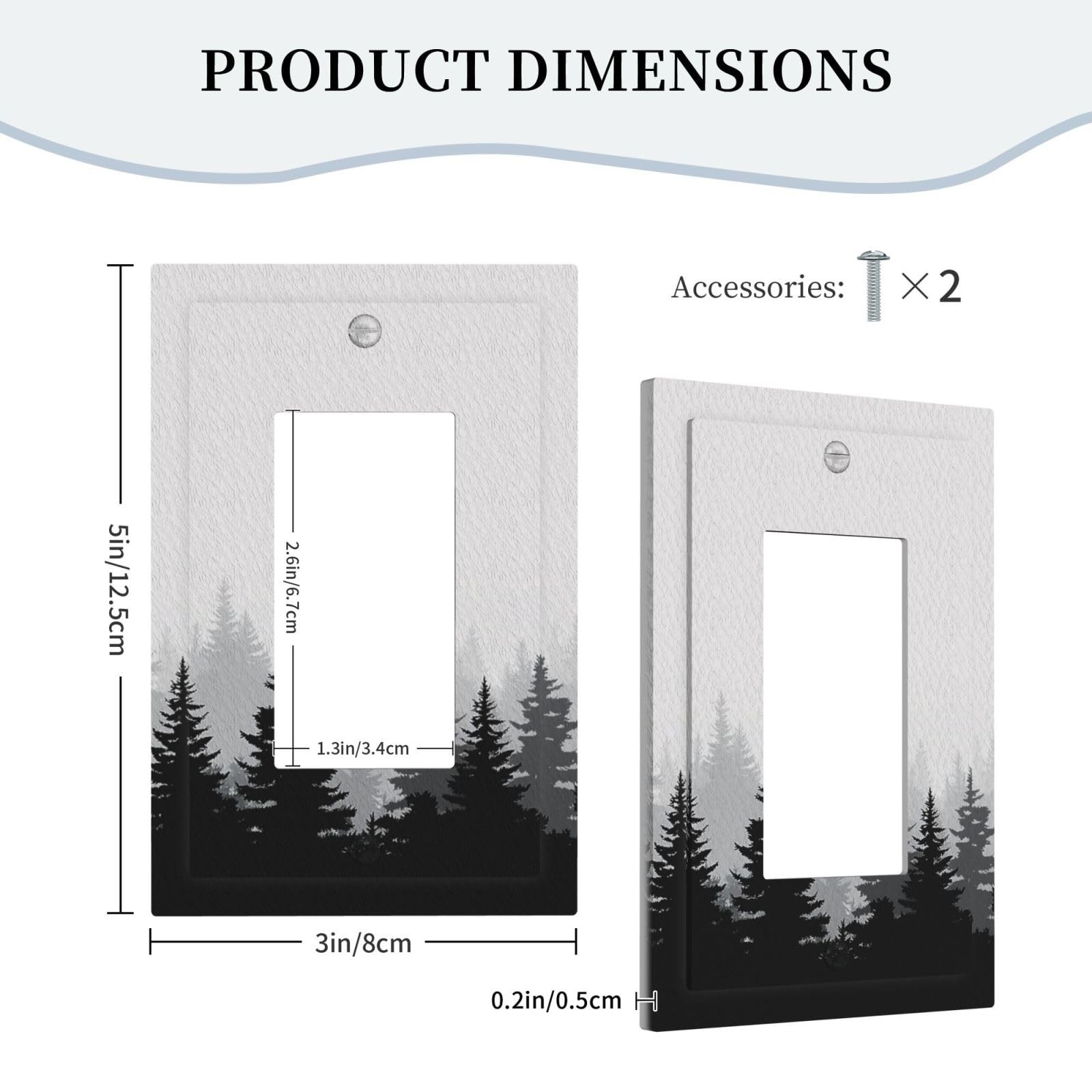 JDAKHD Black Misty Forest Decorative Outlet Covers Gray Ombre Nature Tree Pla…