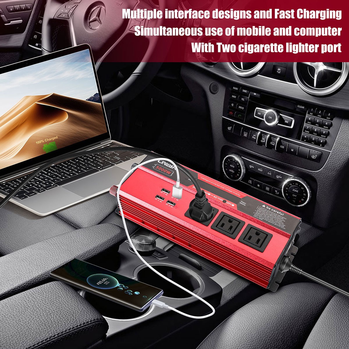 1500W 2500W 5000W Power Inverter 12V To 110V 120V Converter For Boat Car Camping