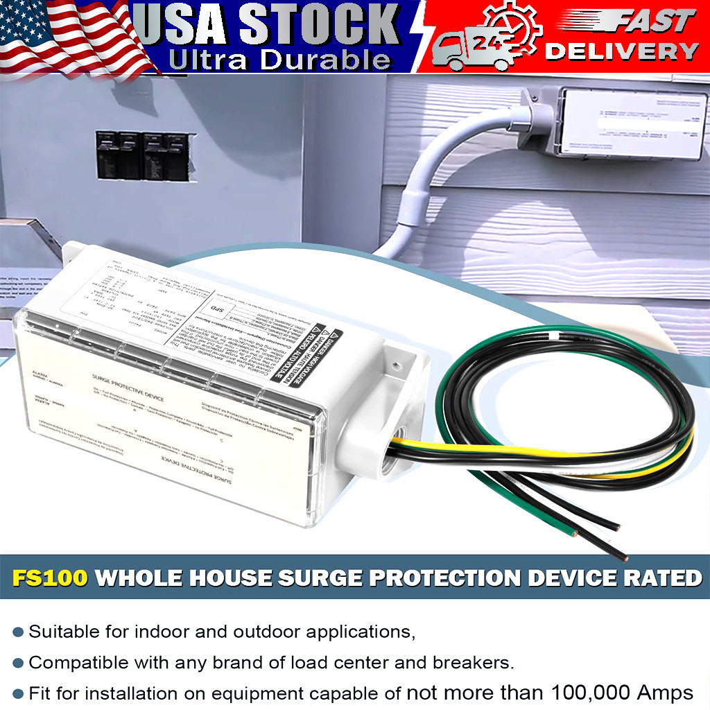 FS100 Whole House Surge Protection Device Rated for 100,000 Amps 120/240V Load