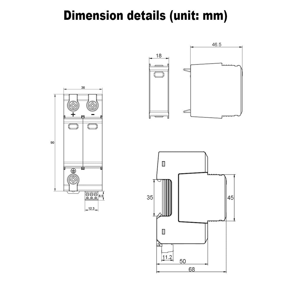 BSP9C40PV 2P 40KA 1000VDC DC Voltage Surge Protective Device DIN Rail Mount