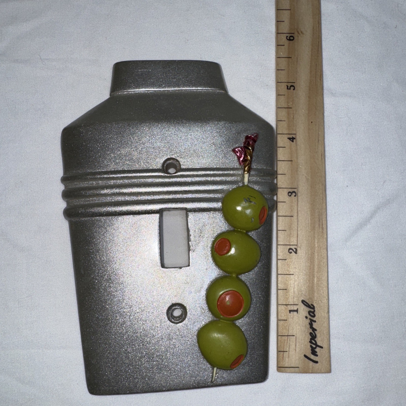 Borders Unlimited Resin Light Switch Plate Bar Martini Shaker Faux Steel