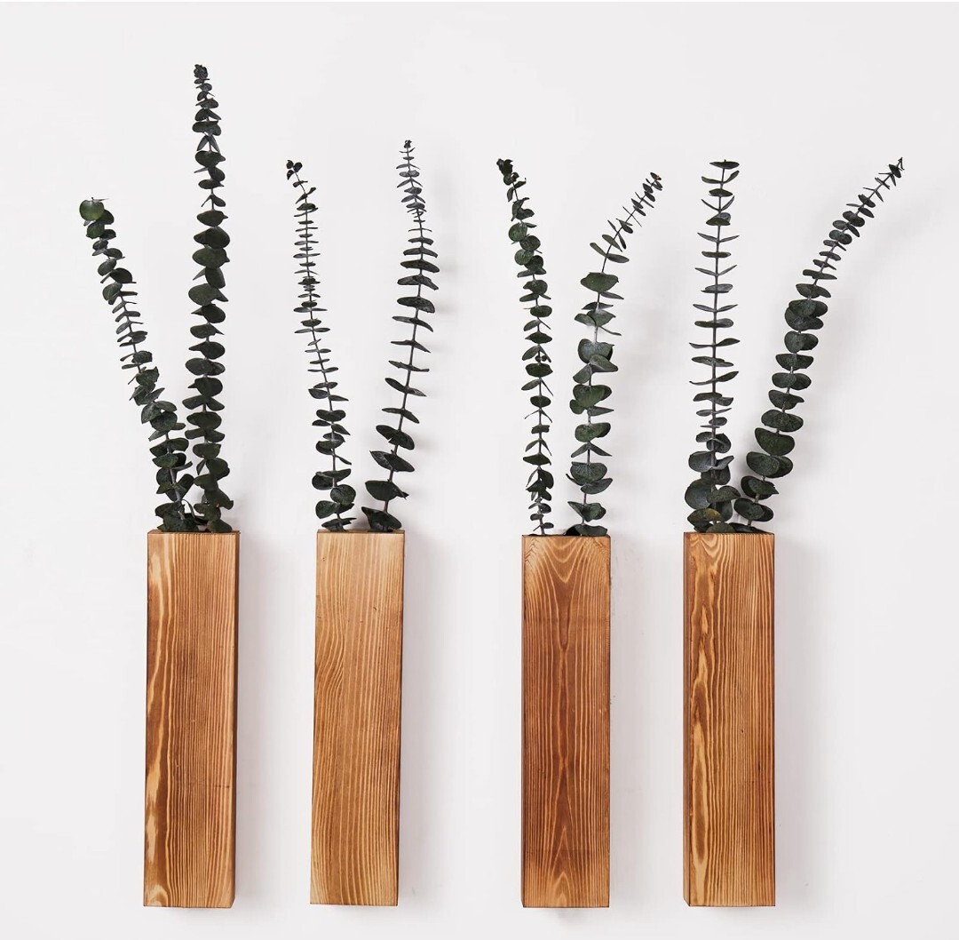Wall Planters-Wood Wall Decor for Bedroom/Living Room-Farmhouse Vases