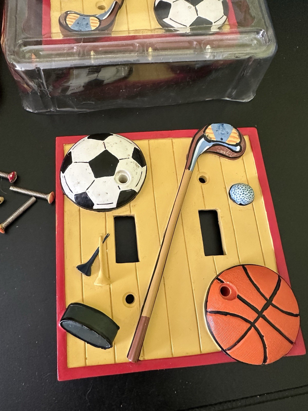 Borders Unlimited Sports Light Switch Cover Lot Of 3 Double Single Soccer Hockey