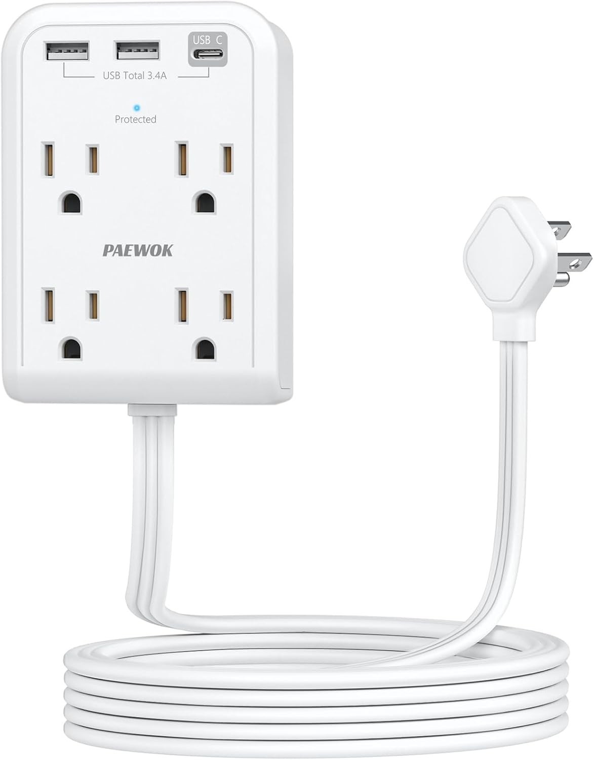 Modern 7-in-1 Electrical Outlet Extender with 3 USB Ports & Surge Protection