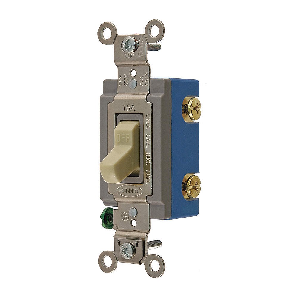 HUBBELL HBL1202I Wall Switch,Ivory,15A;Back;Side,DblPole 5Z721