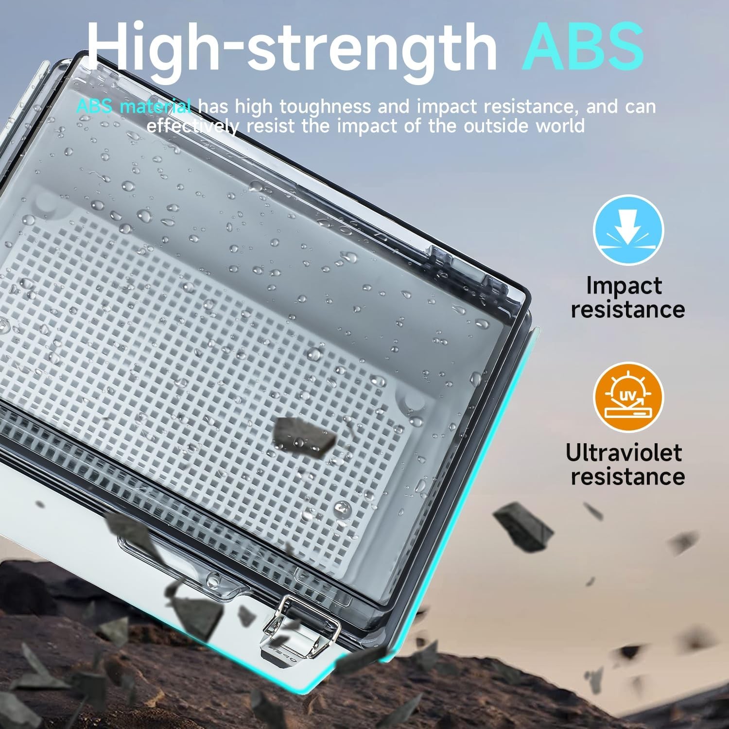 Waterproof Outdoor Project ABS Plastic Junction Box，IP67 Waterproof Clear
