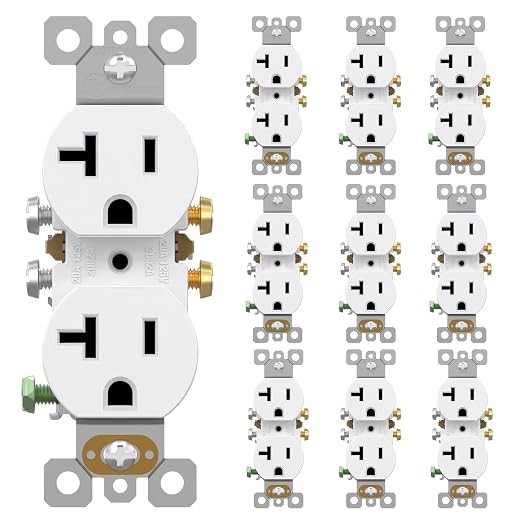AIDA 20 Amp Duplex Electrical Outlet Receptacle 125V White Side Wire New