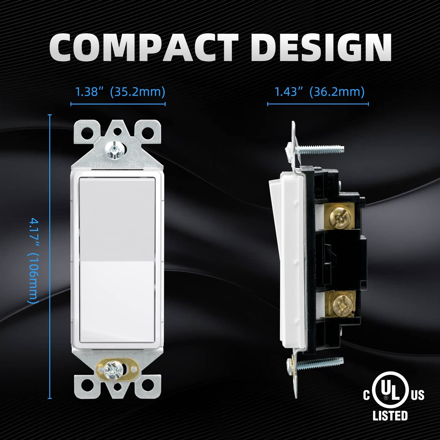 10 Pack Glossy White Single Pole Decorator Light Switch 15Amp 120277V Rocker