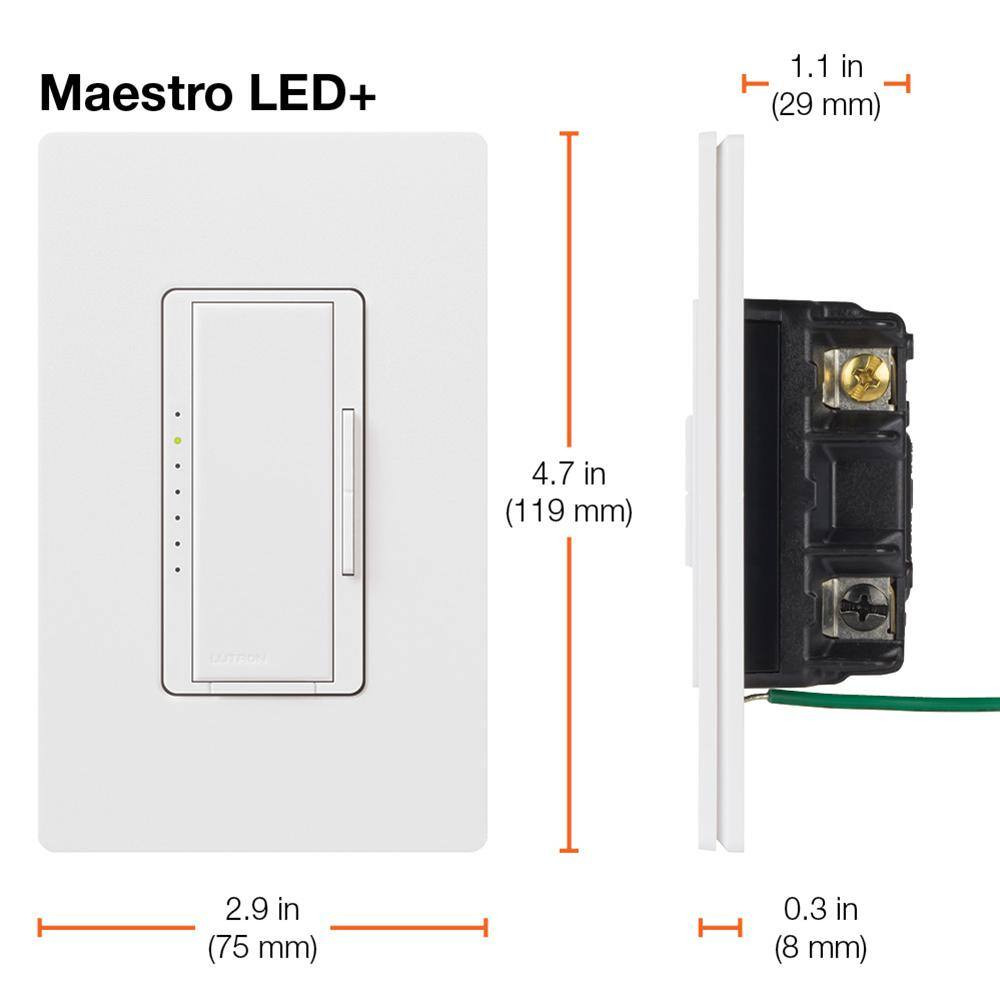 Maestro LED+ Dimmer Switch for Dimmable LED Bulbs, 150W/Single-Pole or Multi-Loc