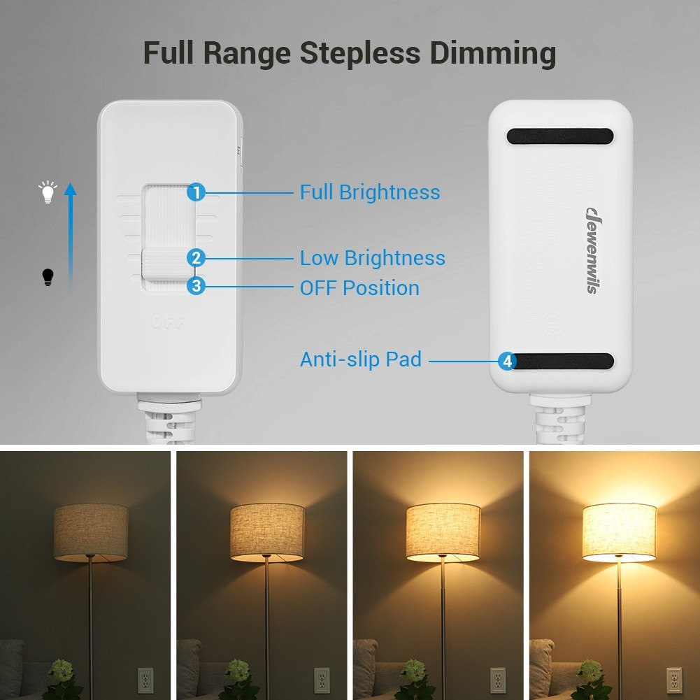 DEWENWILS Plug in Dimmer Switch for Dimmable LED/CFL Lights, Incandescent Bulbs