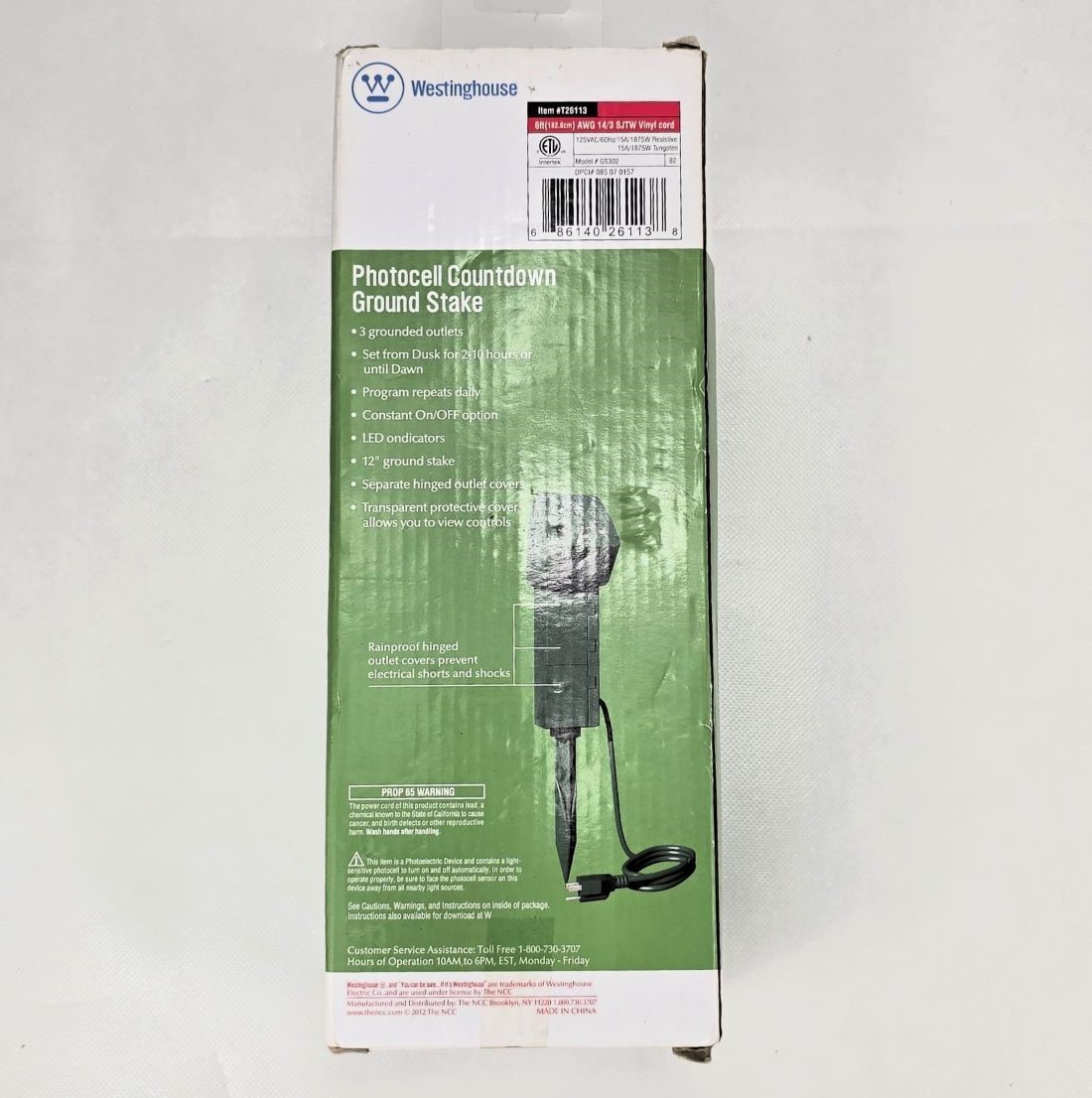 Westinghouse Photocell Countdown Ground Stake T26113 3-Outlet Timer Dusk Dawn