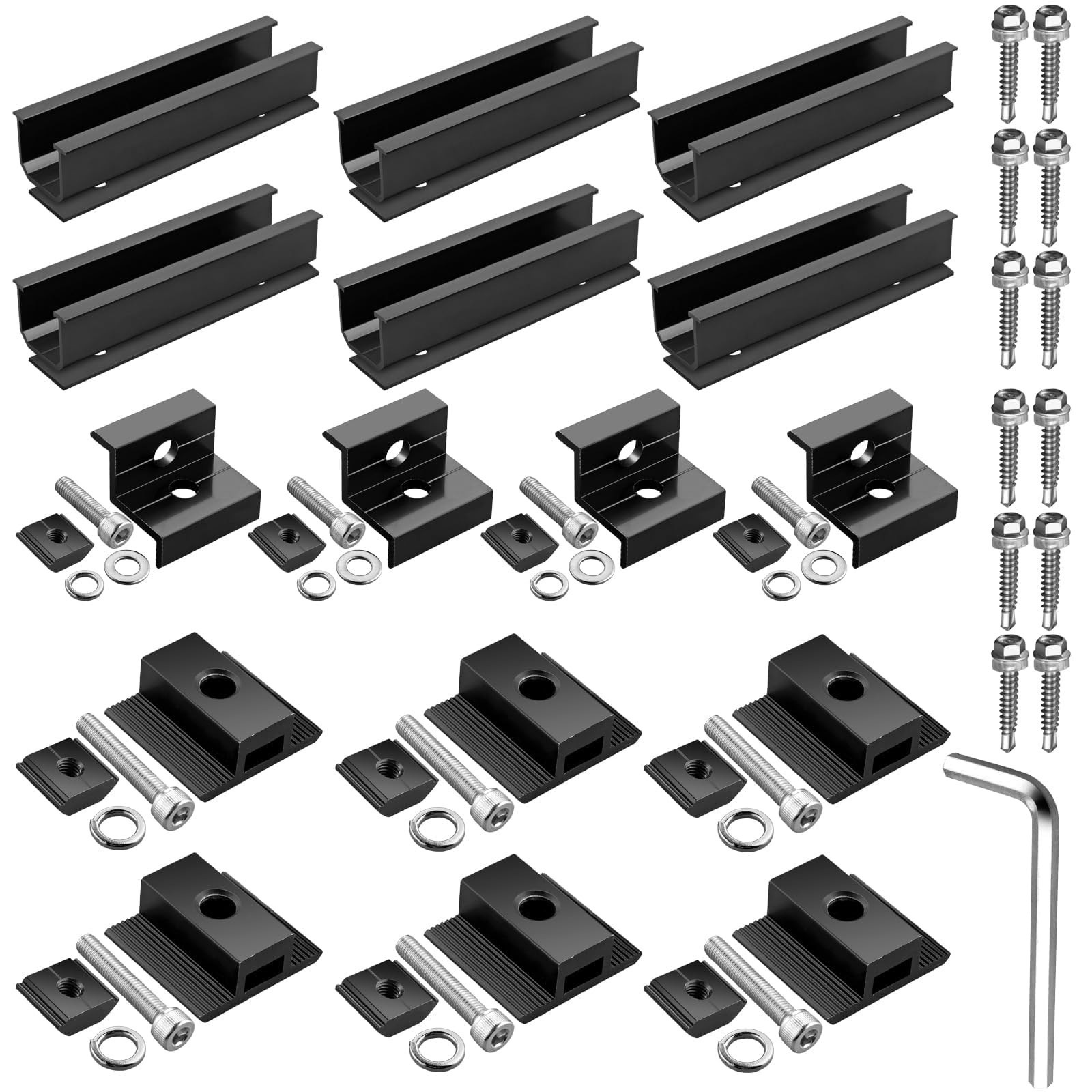 Anbte Solar Panel Mounting Brackets, 1.18″(30mm) & 1.38″(35mm), Black
