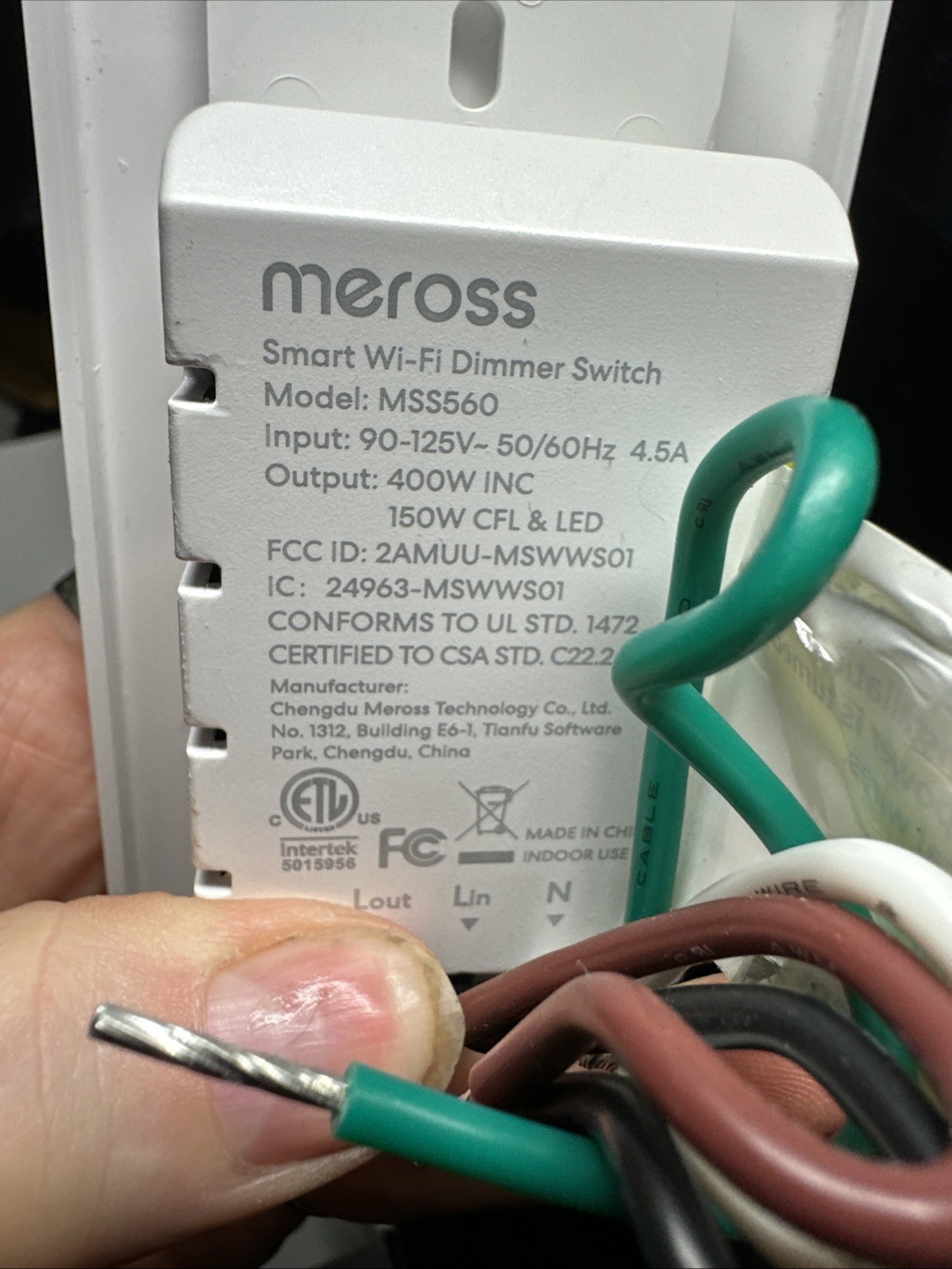 Meross MSS560 Wifi Light Switch, Single Pole WiFi Apple HomeKit Alexa