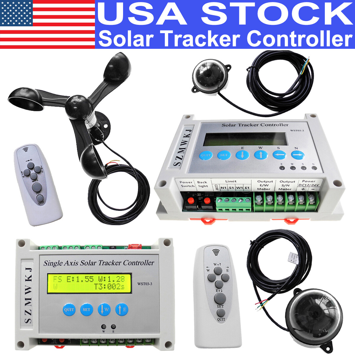 Electronic Solar Tracker Controller W/ Wind Sensor DIY Solar Panel Tracking Kits