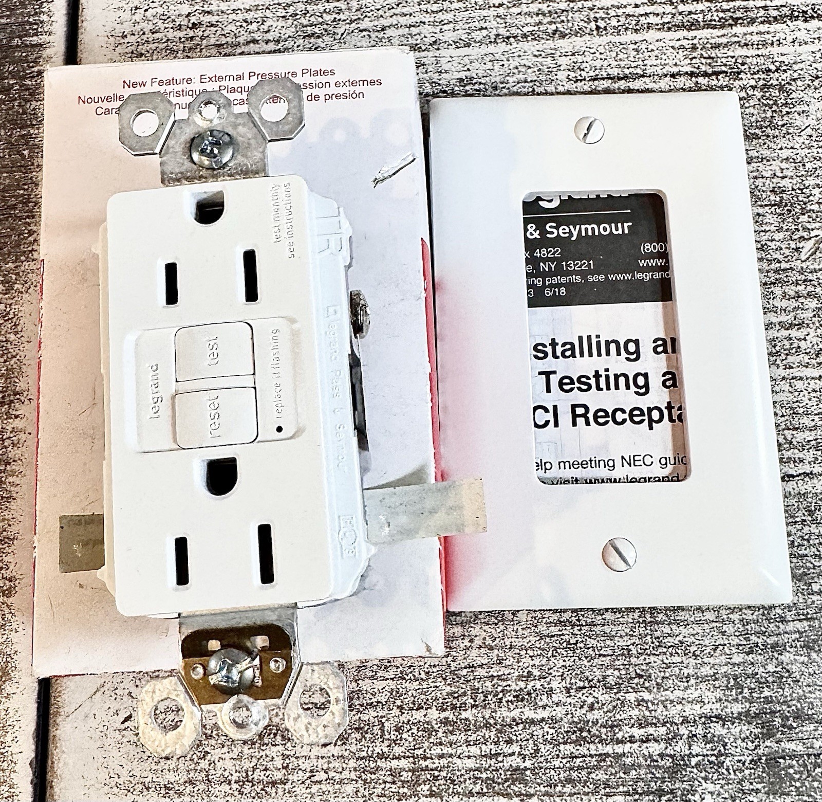 Legrand Radiant 1597-TRW 15A Self-Test GFCI Receptacle Outlet Tamper Resistant