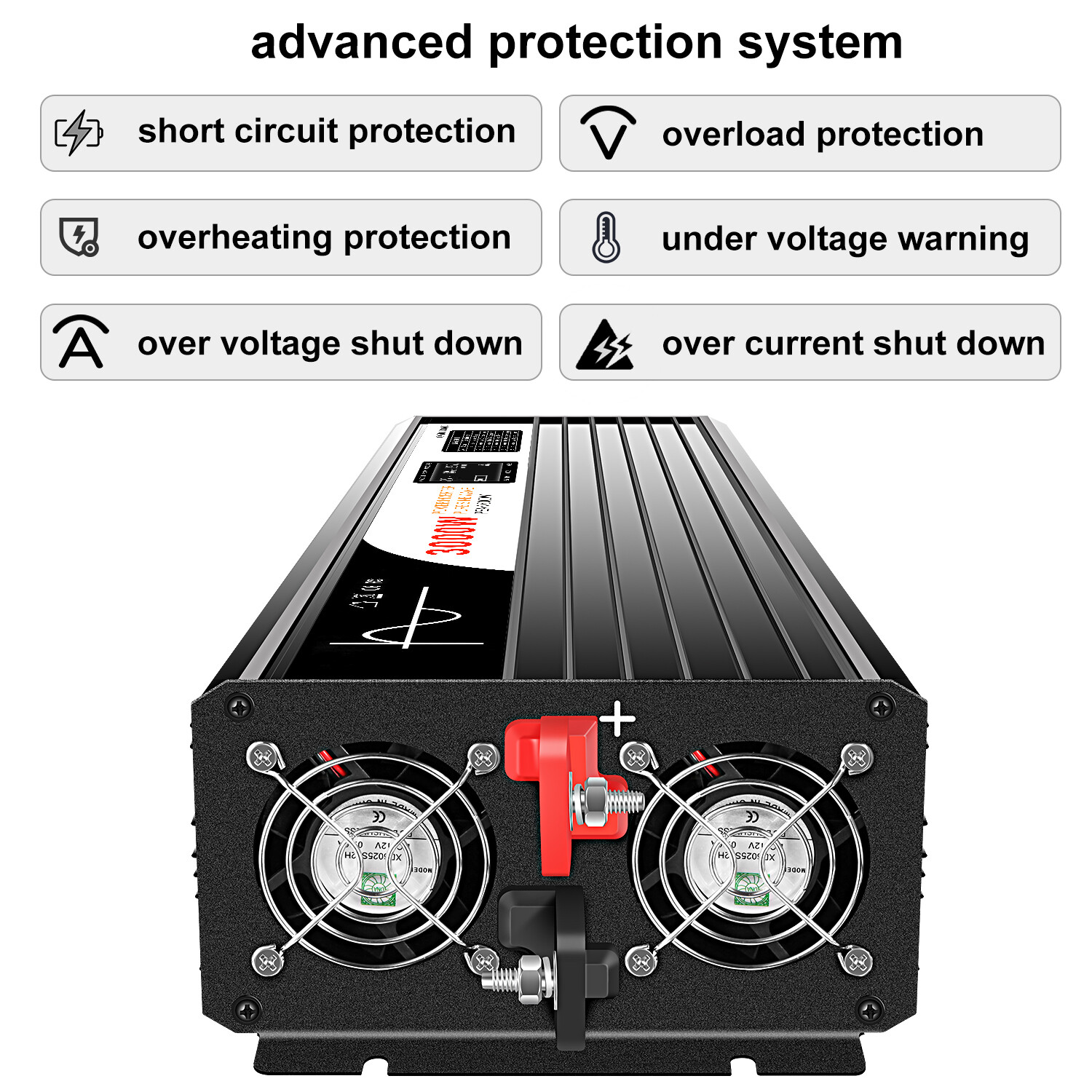 Pure Sine Wave Inverter 72V DC Input 60-90V to 120V AC Output 1500W~5000W