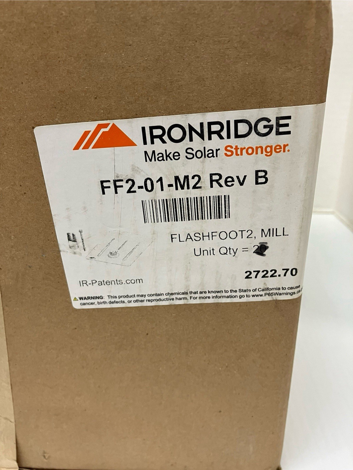 IronRidge FF2-01-M2 Rev B FlashFoot 2, Mill Finish