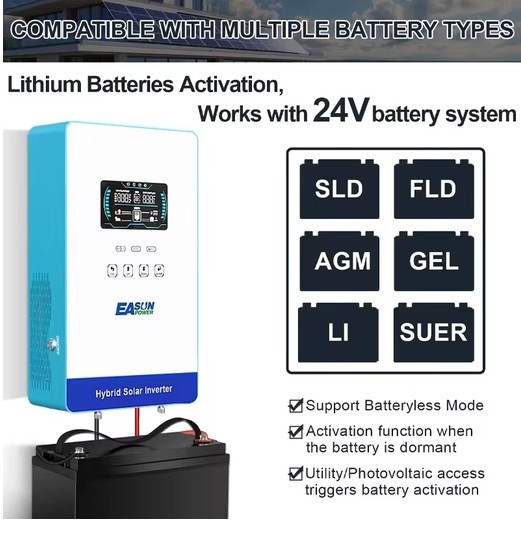 Easun 4KW 4000W 24V Hybrid Solar Inverter with MPPT 140A Pure Sine Wave Output