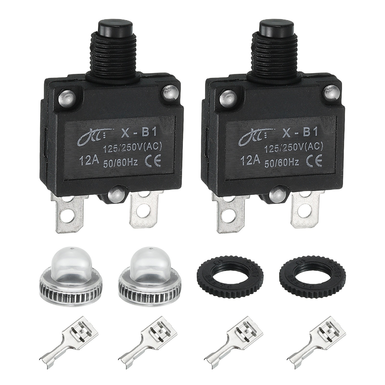 2 x X-B1 12Amp Circuit Breakers Manual Reset Push Button Overload Protector
